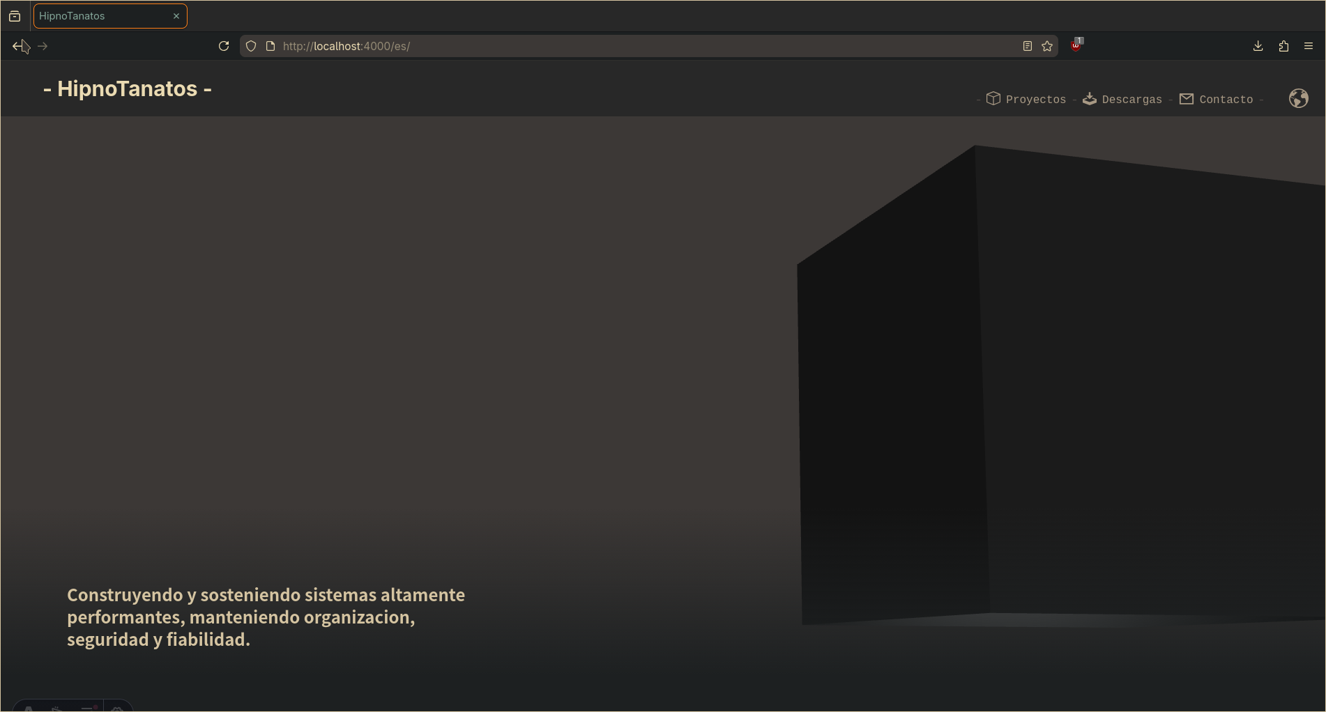 My web landing page screenshot